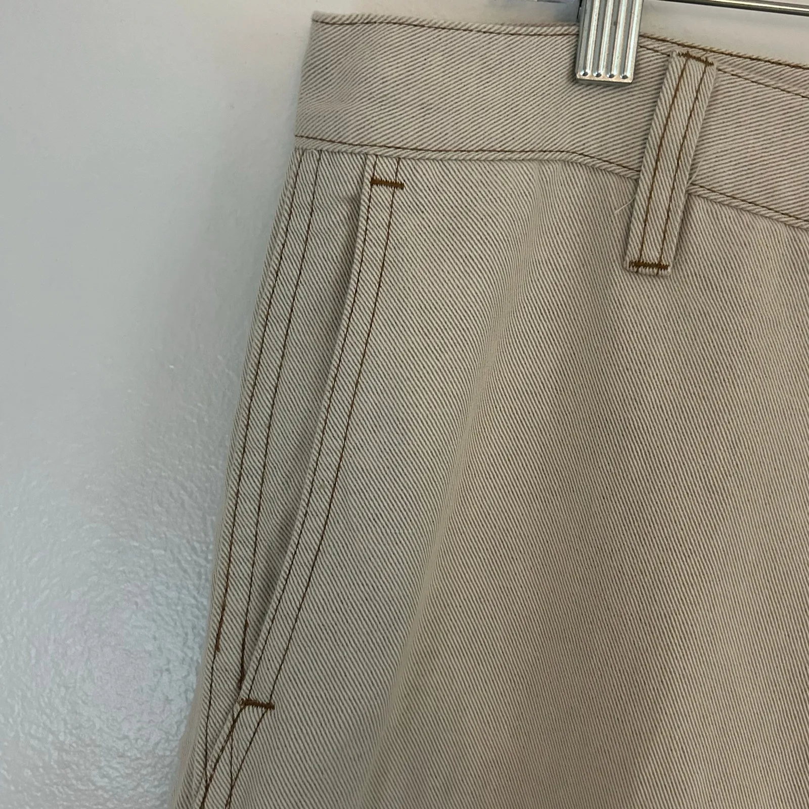 Madewell The Dean Easy Straight Leg Cuffed Cotton Linen Blend Pants Bone 31 New - Image 4