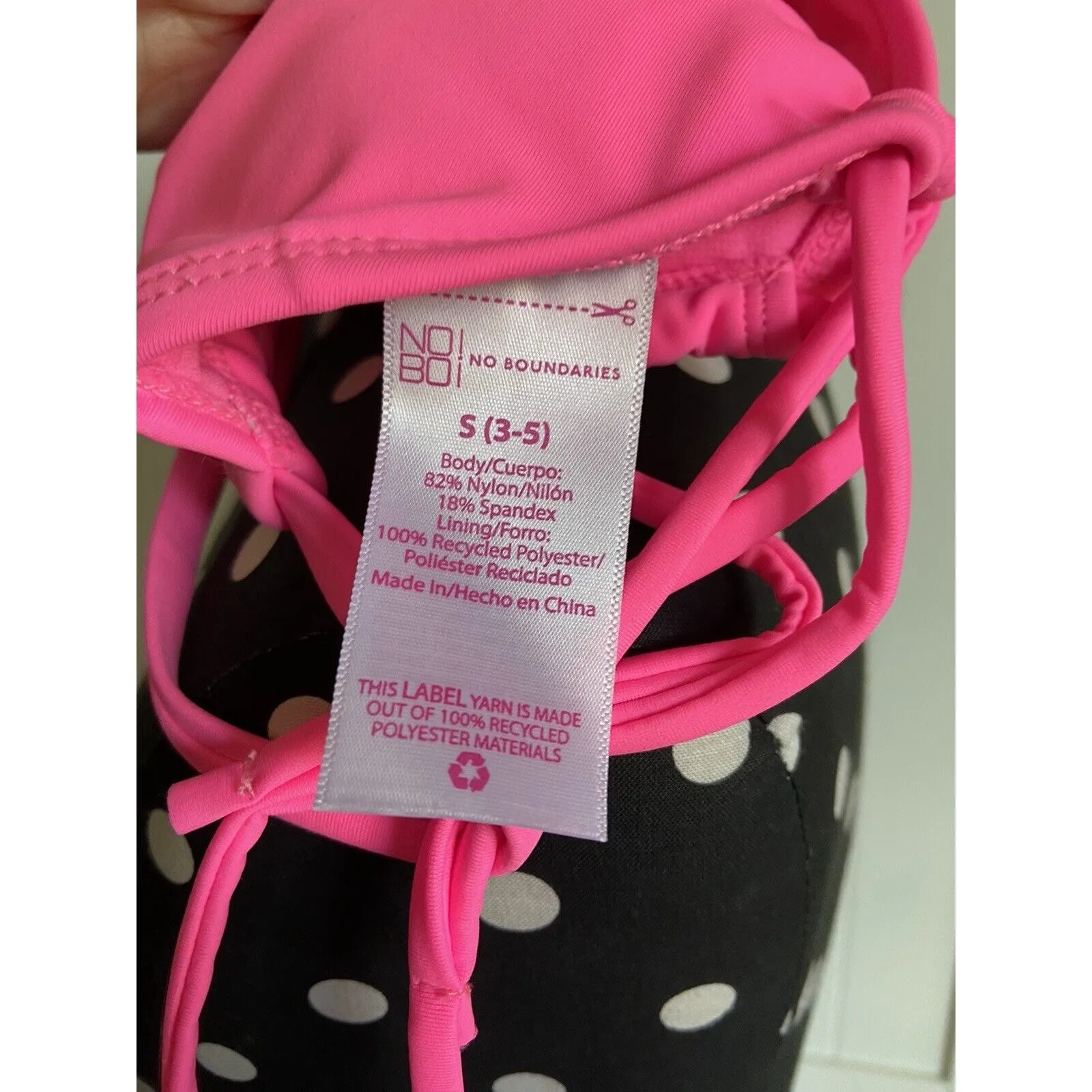 No Boundaries Womens Bikini Top Sz S 3 5 Hot‎ Pink String Removable Pads Juniors - Image 5