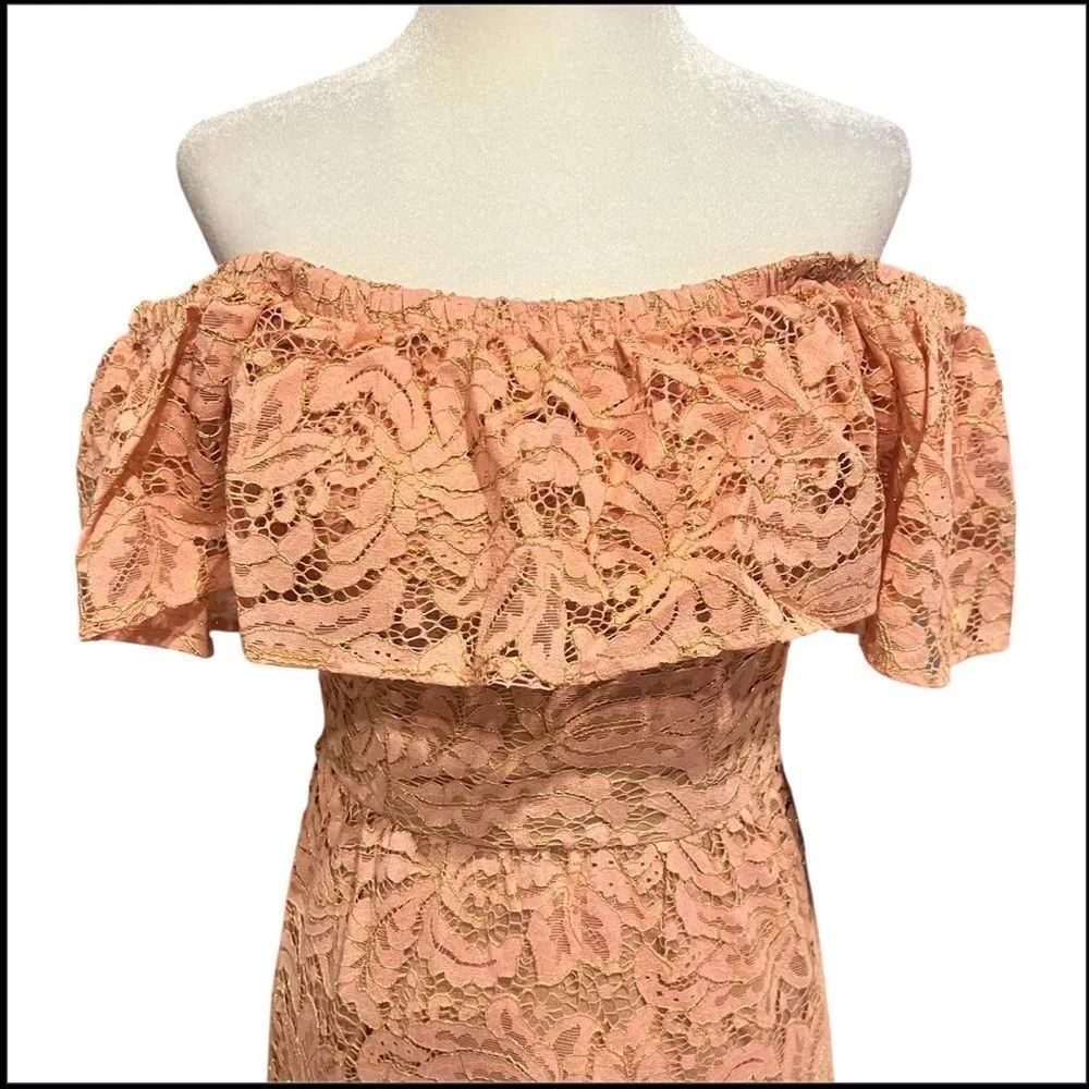 NWT dress the population Reese of the Shoulder rose‎ petal lace maxi dress XS - Image 6