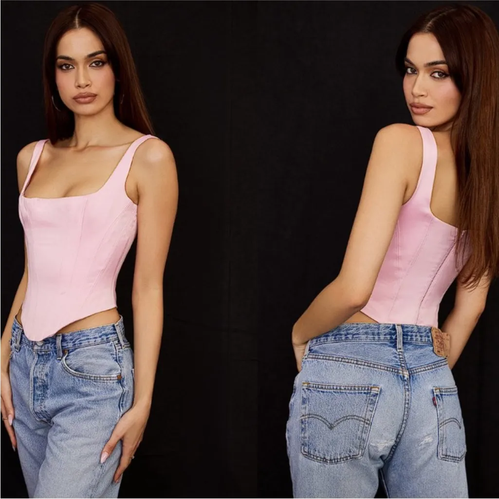 House of CB ‘Rafa’ Fairy Pink Satin Longline Corset NWOT‎ XL - Image 6