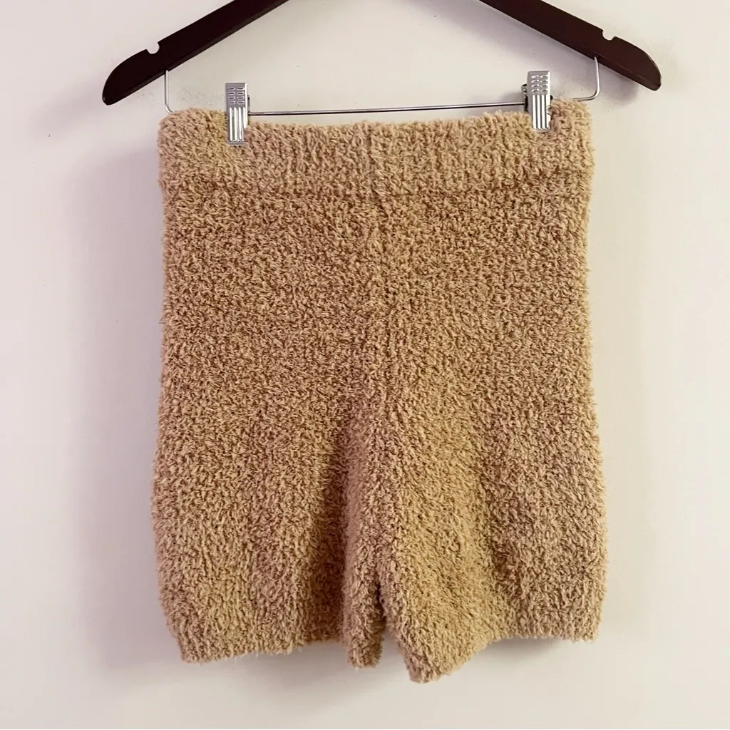 LULUS Eyelash Sweater High Rise Shorts Elastic Waist Drawstring Camel Size M NEW Tan Size M - Image 4