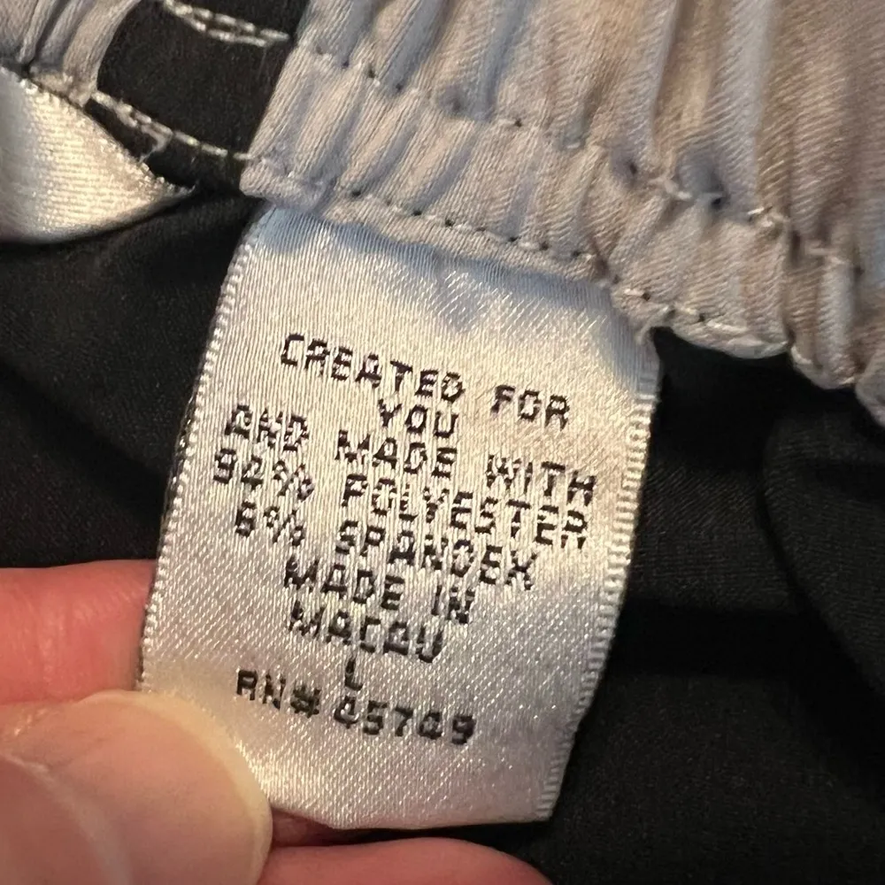 Oleg Cassini Sport Stretch Black Track Pants Women’s Size Large White Stripes - Image 6