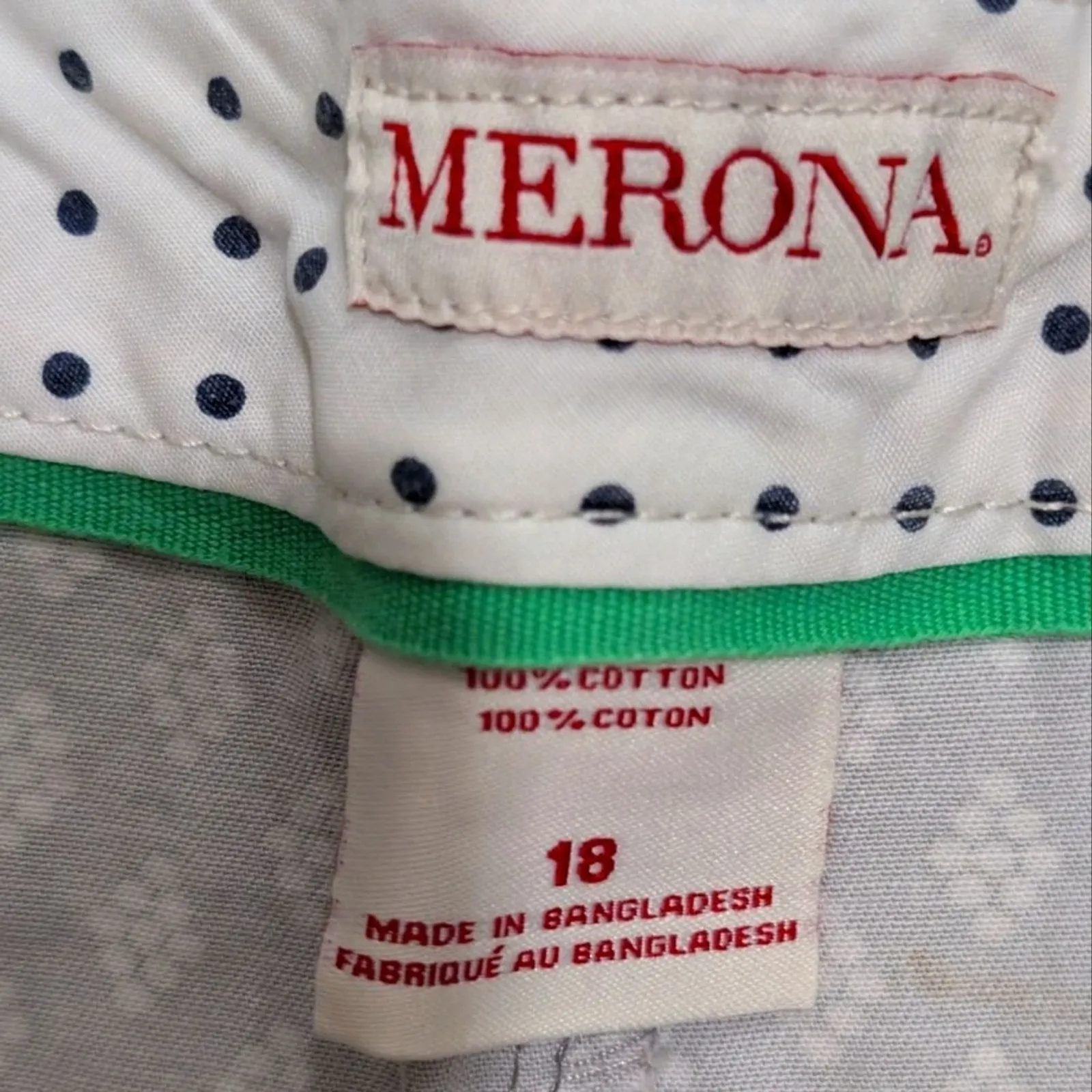 MERONA Shorts Plus Size 18 2X Gray White Print Chino Trouser NEW Preppy‎ Classic - Image 5