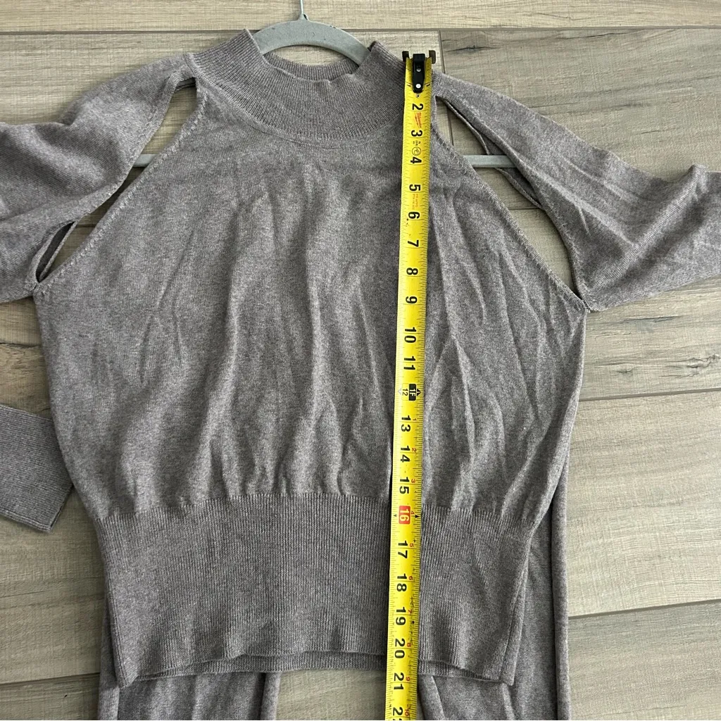 Rejina Pyo Extra Fine Merino Wool Jumper Mock Turtleneck Tie Taupe Sweater L Tan Size L - Image 10