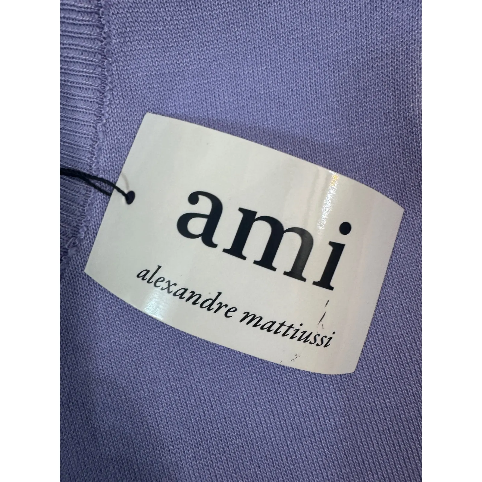 AMI Alexandre Mattiussi Purple Knit Short Sleeve Sweater Heart Logo Size S NWT - Image 4