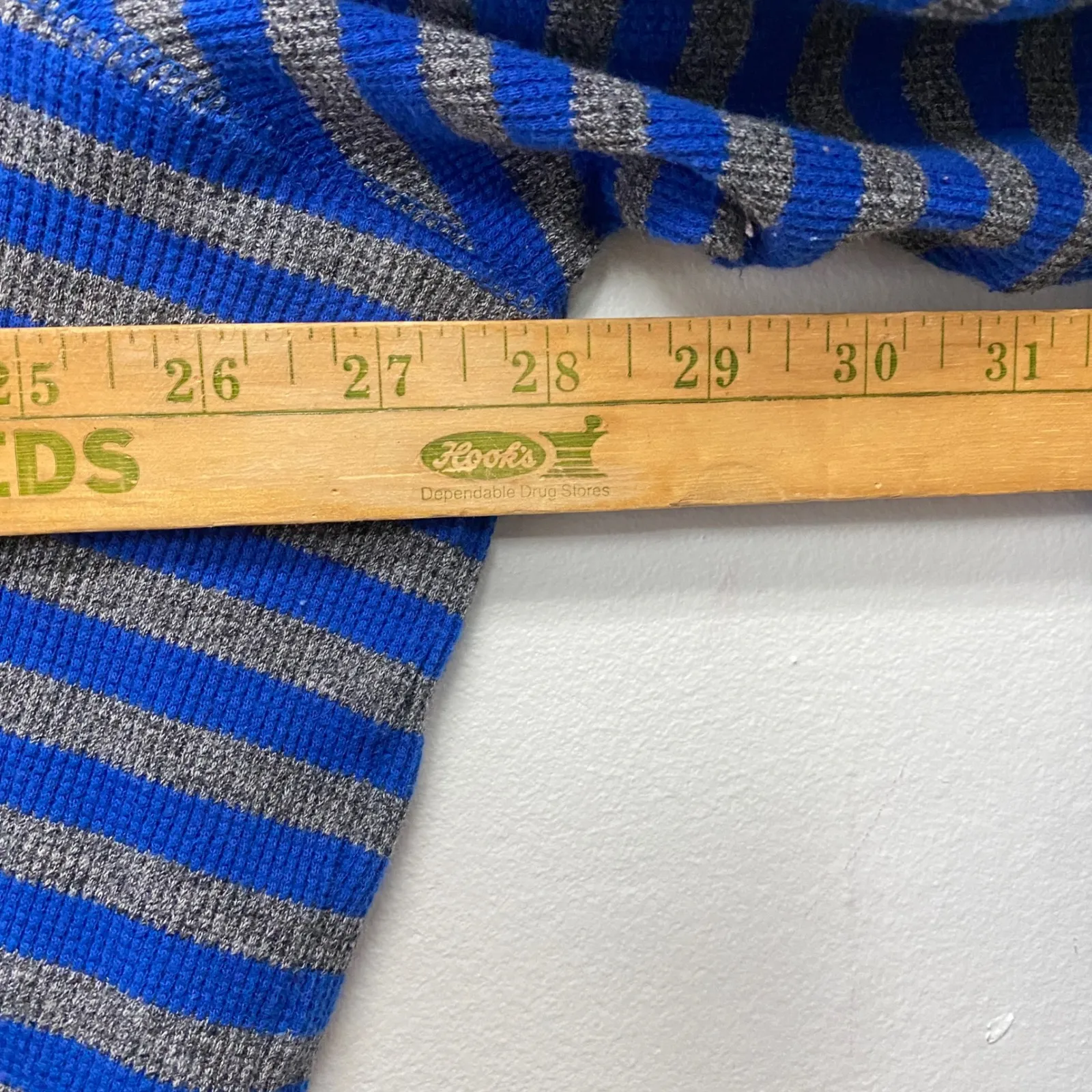 Woman Within Blue & Gray Striped Hoodie Sweatshirt Plus Size 26/28 - Image 5