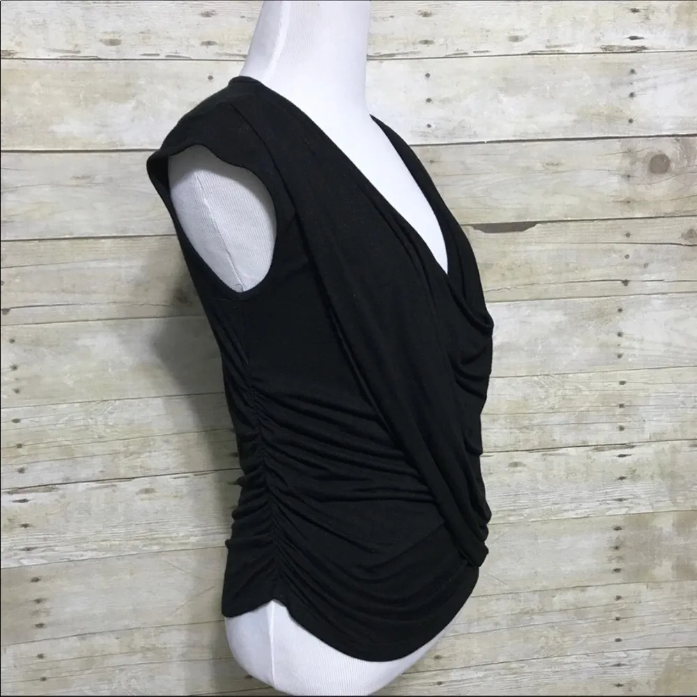 Green Envelope draped neck sparkly cap sleeve top size L Black Size L - Image 3