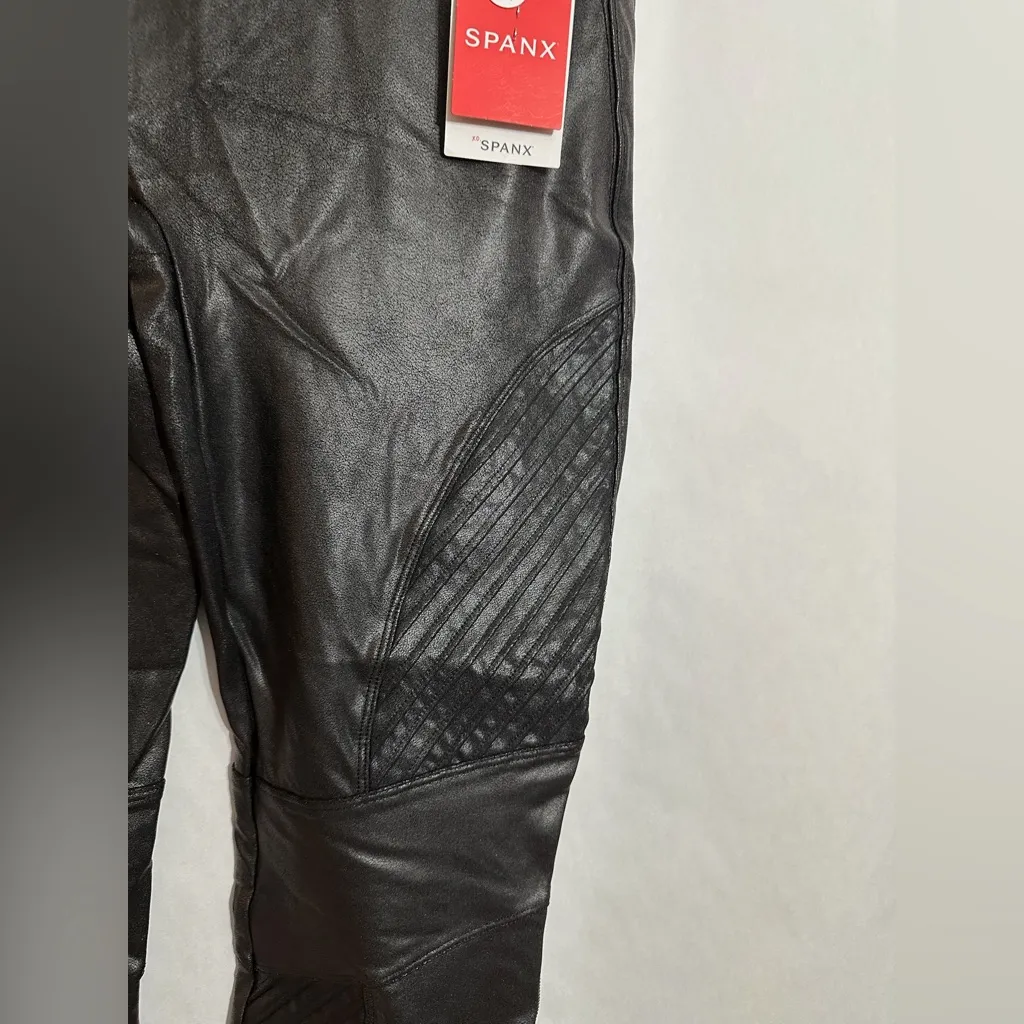 NWT SPANX Faux Leather Moto Leggings Petite XL High Waist Shaping - Image 12