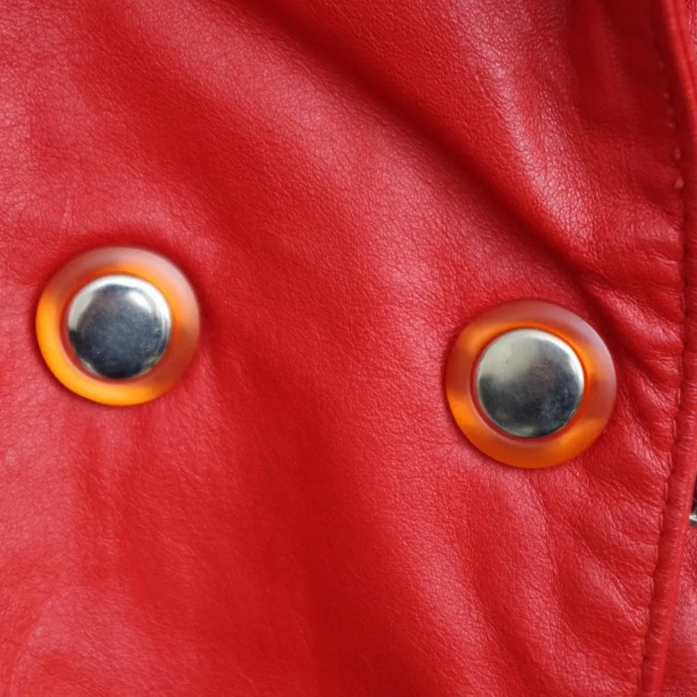 Vintage Comint Ladies' Red Leather Moto Fashion Jacket Size Medium - Image 4