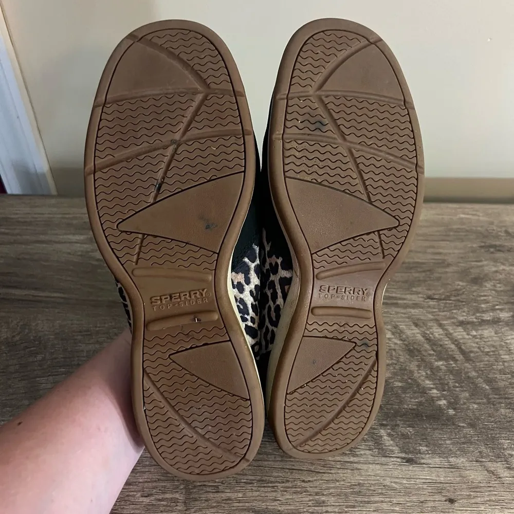 Sperry Top Sider Black Leather Boat Shoes Women’s Size 8.5 Animal Print Casual - Image 8