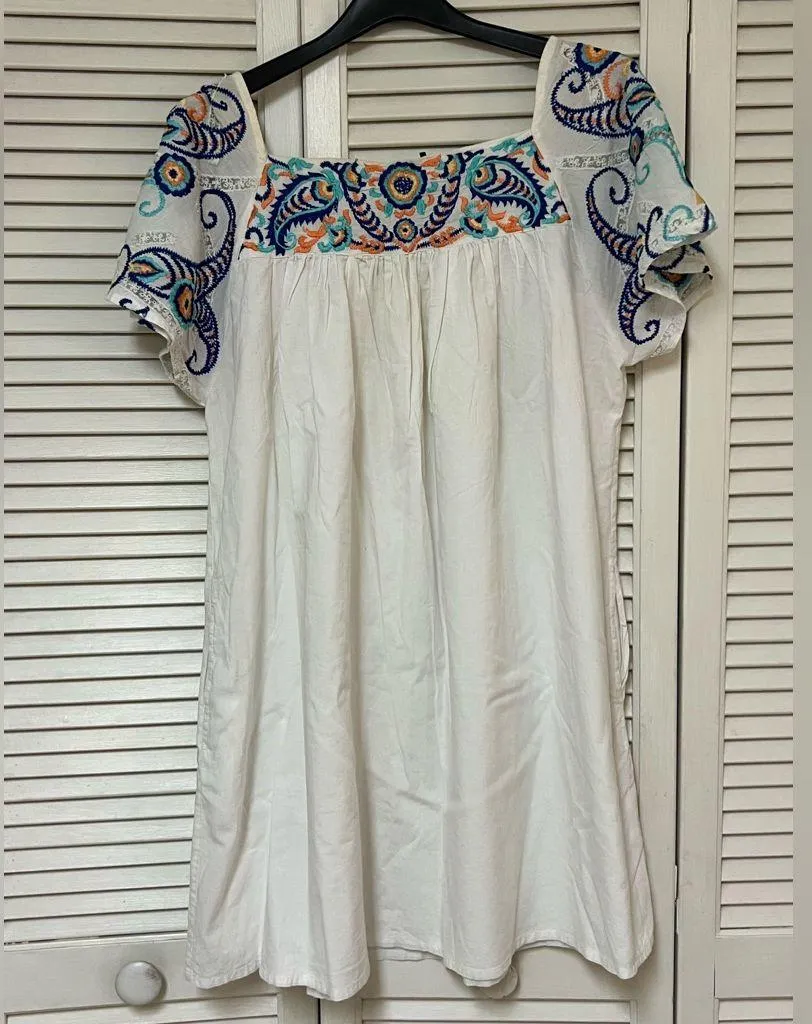 KAS New York White Embroidered Floral Dress - Image 2