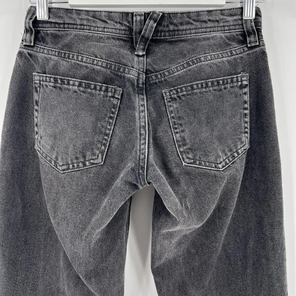 We The Free People Jeans Button Fly Straight Leg Loose Low Rise Black Size 24 - Image 5