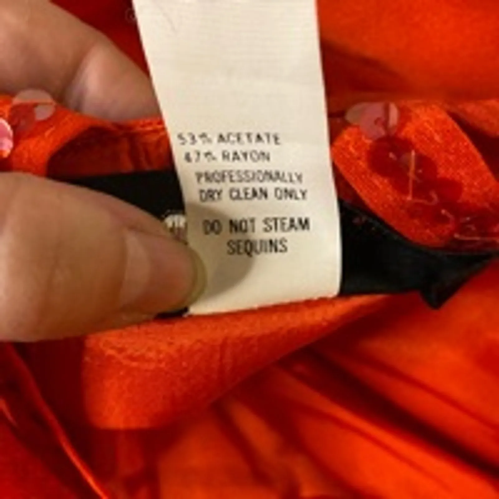 BB Collections Orange Sequin Halter Mini Dress Party Glam Size 6 Red - Image 3