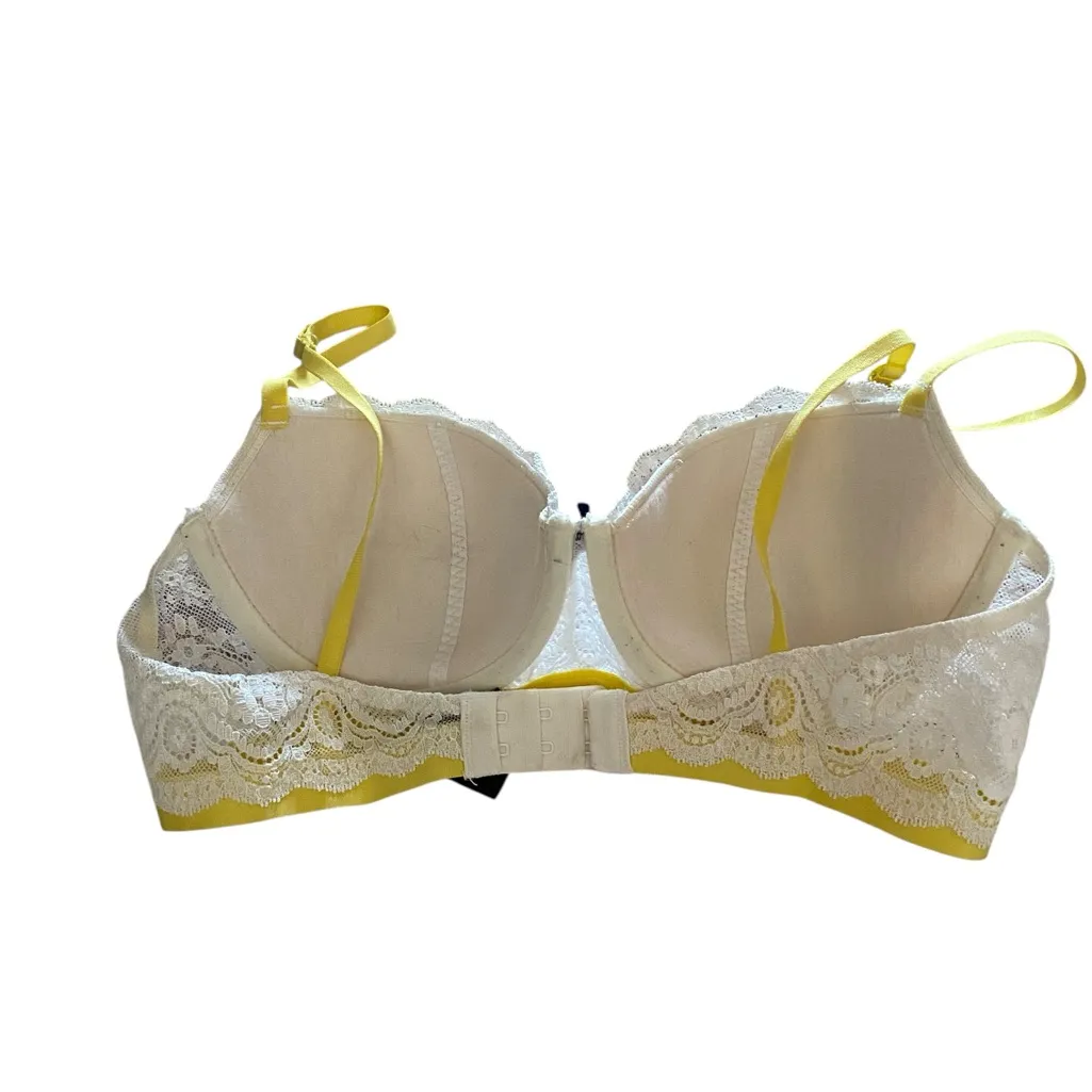 Heidi Klum 36C Madeline Underwire Bra White Lace & Lemon yellow w/ blue bow Size undefined - Image 5