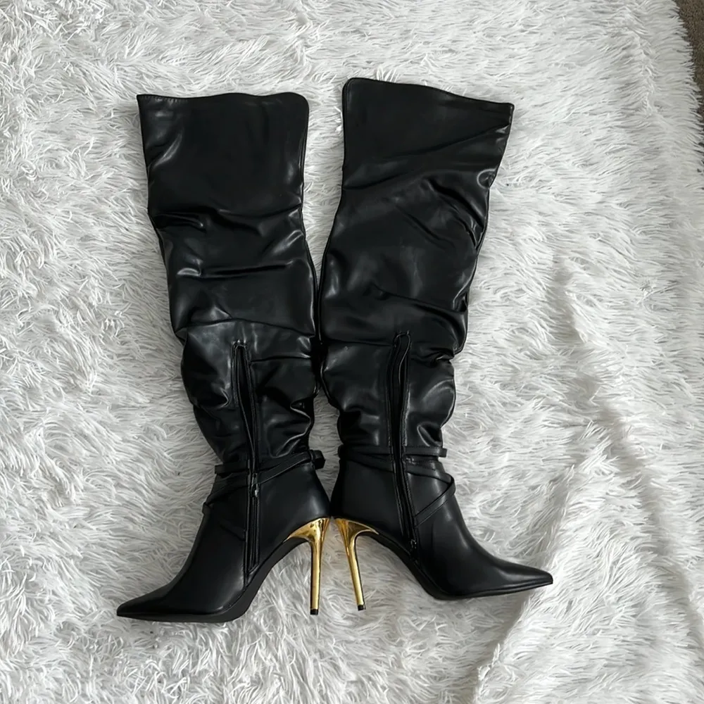 Shoedazzle Women’s Marcey Heeled Tall Boot in black size 9 - Image 11