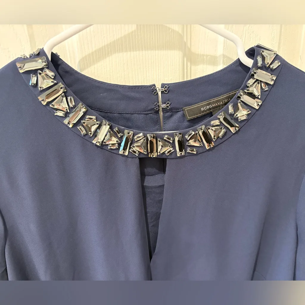 BCBGMaxAzria Long Sleeve Navy Dress - Image 3