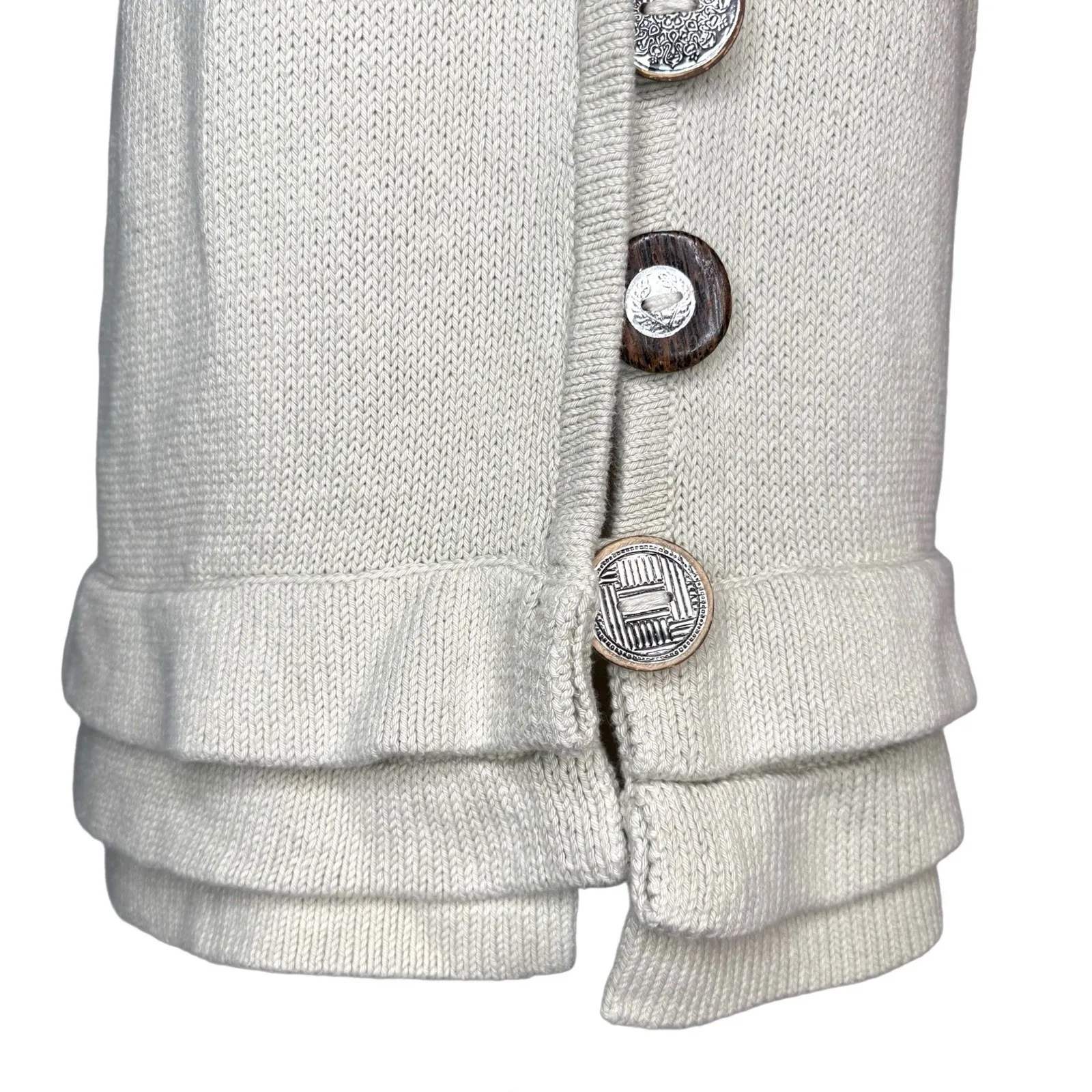 Pure Handknit Chunky Knit Big Button Cardigan Sweater Vest L/XL Anthropologie Tan Size L - Image 4