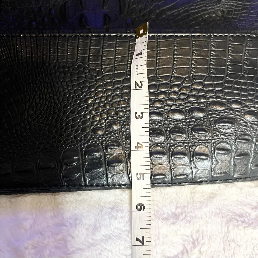 Marc Fisher Black Faux Leather Crocodile Embossed Day by Day Tote Bag - Image 13