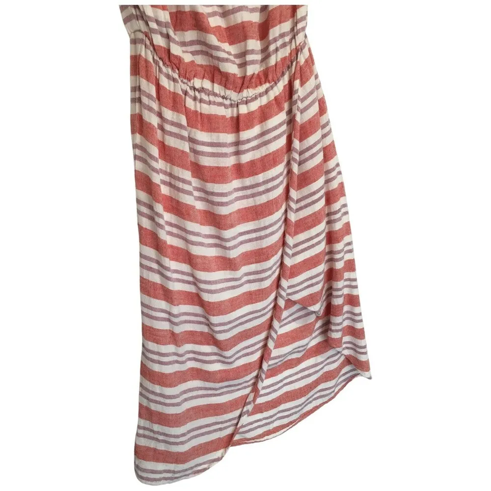 New Lovers And Friends Womens XS Mira Linen Off Shoulder Midi Striped Dress Pink - Image 6