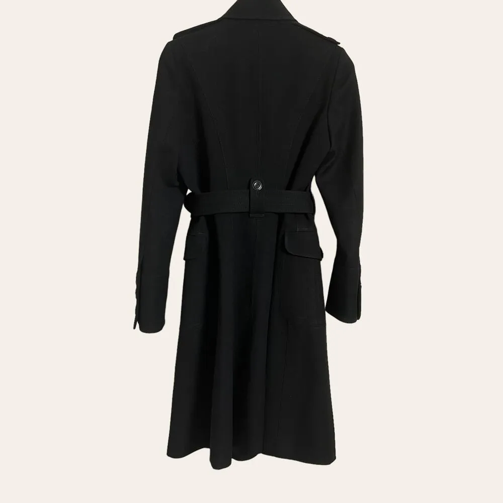 Karen Millen Black Wool Blend Single Breasted Belted Trench Coat Size 8 - Image 5