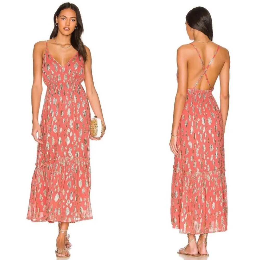NEW NWT Sundress Cirka Ankara Blush Pink Metallic Gold Maxi Dress Size XXL - Image 5