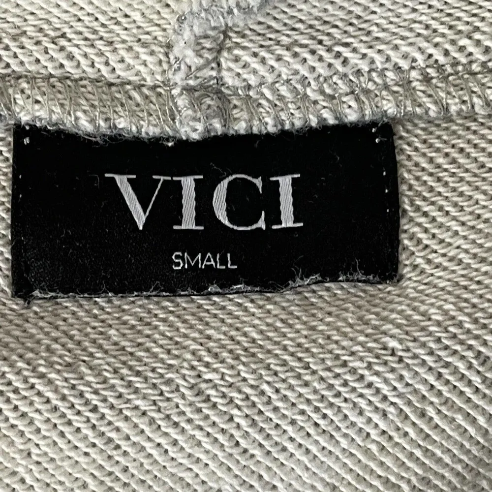 VICI Small Hooded Sweatshirt Hoodie Dolman Sleeve Step Hem Sparkly Gray Stretch - Image 7