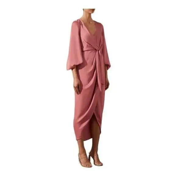 Shona Joy luxe tie‎ front balloon sleeve midi dress Size 2 - Image 5