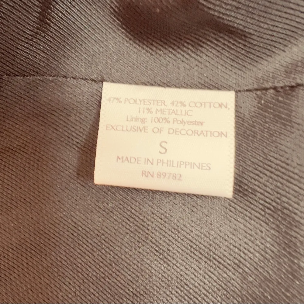 Natori Small Metallic Jacquard Lined Long Sleeve Open Front Jacket Faux … - Image 11