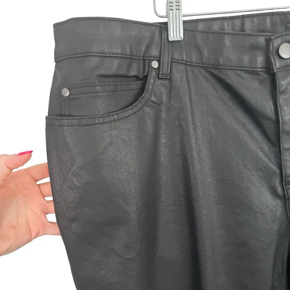 Eileen Fisher Waxed Coated Faux Leather Black Skinny Jeans High Rise Womens 20W - Image 4
