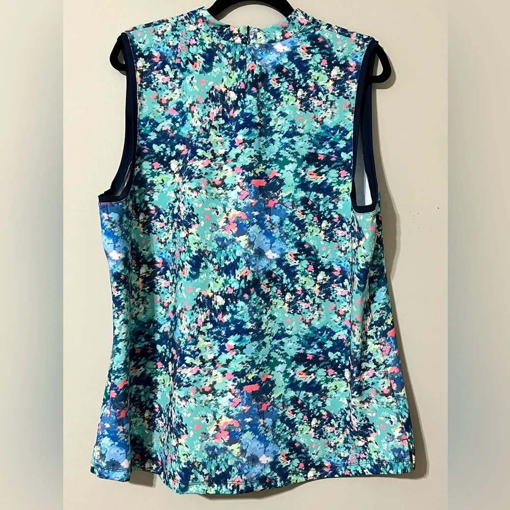 Lady Hagen size XXL floral keyhole sleeveless polo floral print zips in back NWT - Image 2