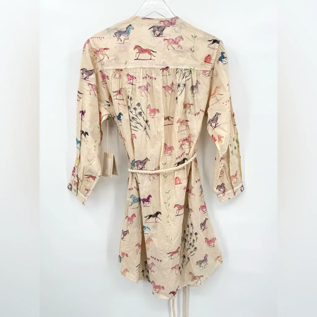 MOTHER The New To Town Shirt Dress Mini Cotton Goodbye Horses Size Small NEW - Image 7