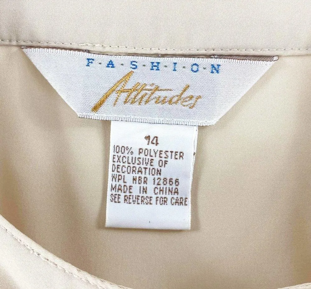 ATTITUDES 90s Y2K Vintage Nude Round Neck Button Down Shirt Size 14 - Image 3