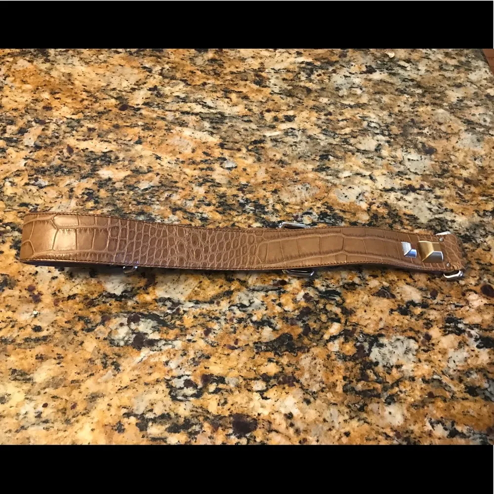 Prada Croc Studded Brown Belt sz 85/34 L - Image 3