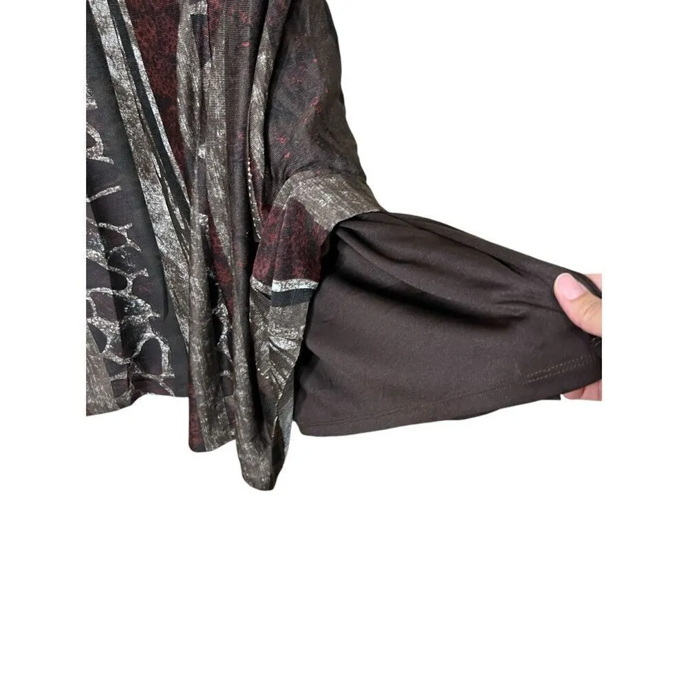 Robbie Bee A line Cowl Neck Dress Brown‎ Striped Animal Patch Size S NWT - Image 8