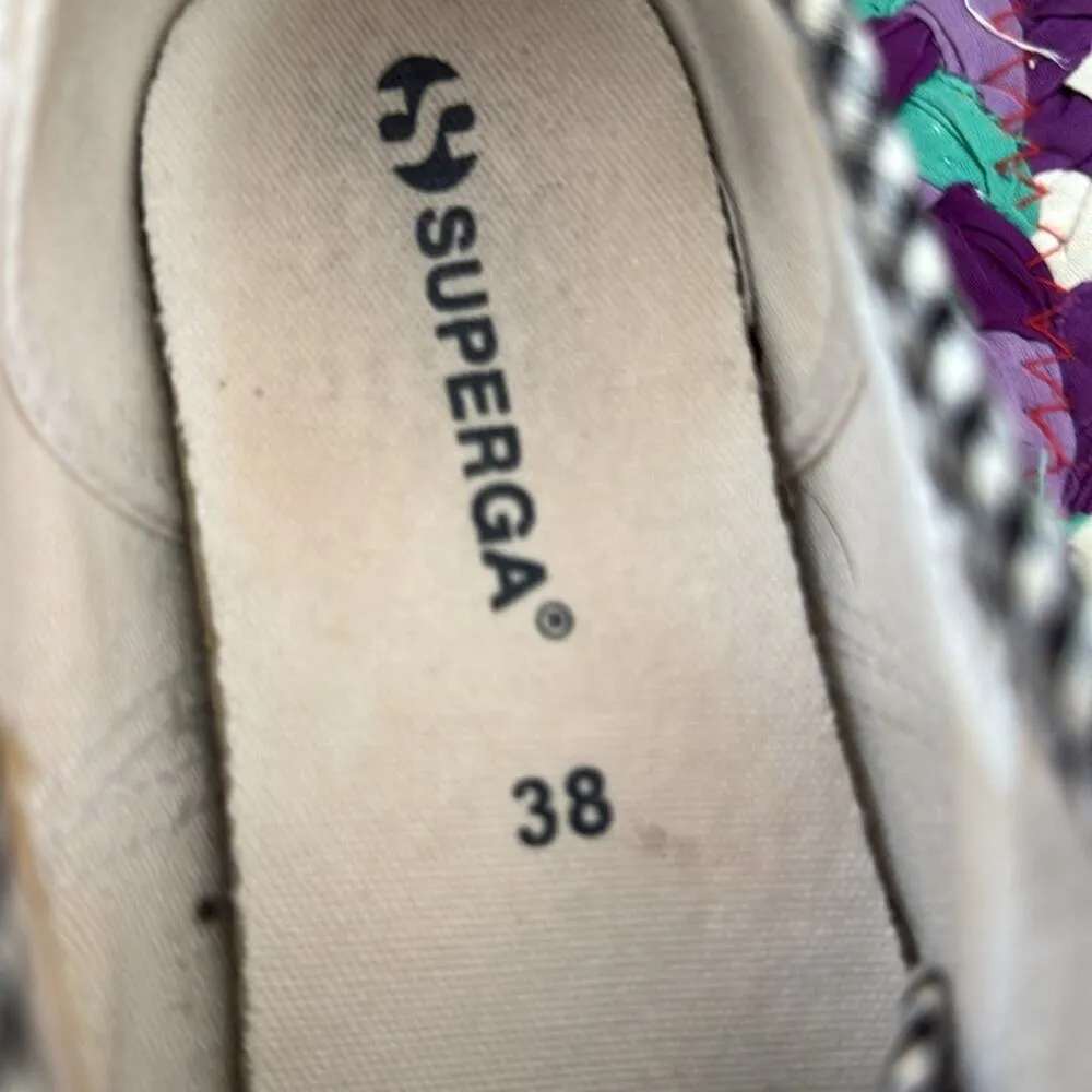 Superga Black & White Gingham Checkered Lace Up Sneakers - Image 7