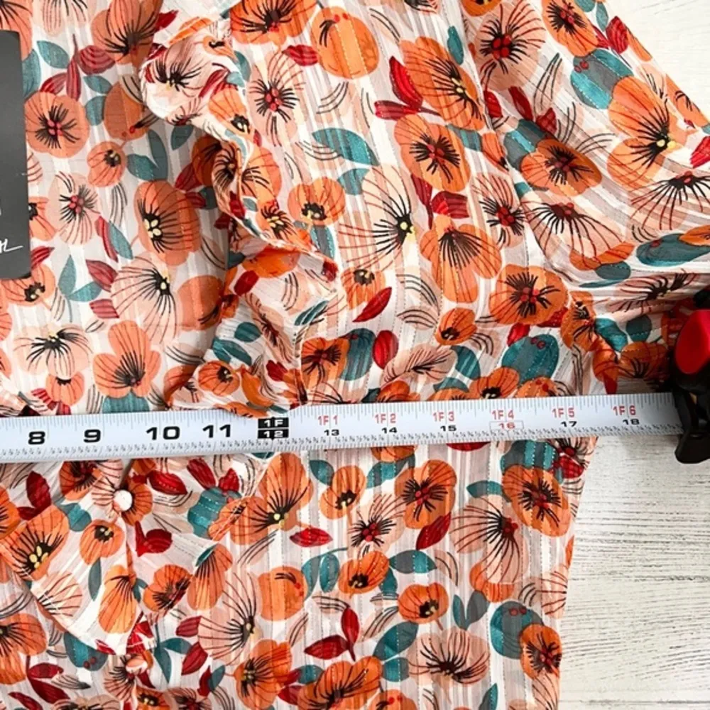 Nasty Gal Floral Ruffle V-neck Bell Sleeve Blouse - Image 13