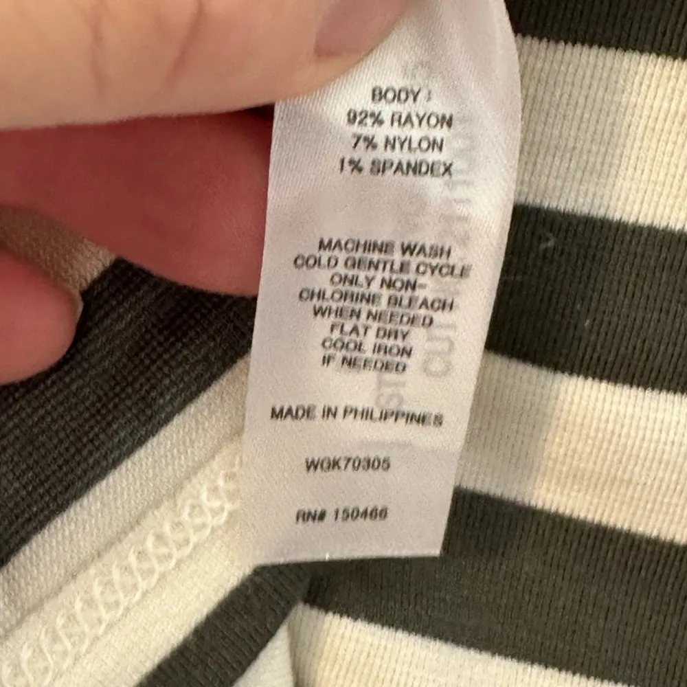 41 Hawthorn Brigitte Knit Faux Wrap‎ Knit Dress Olive and White Striped Size S Green - Image 6