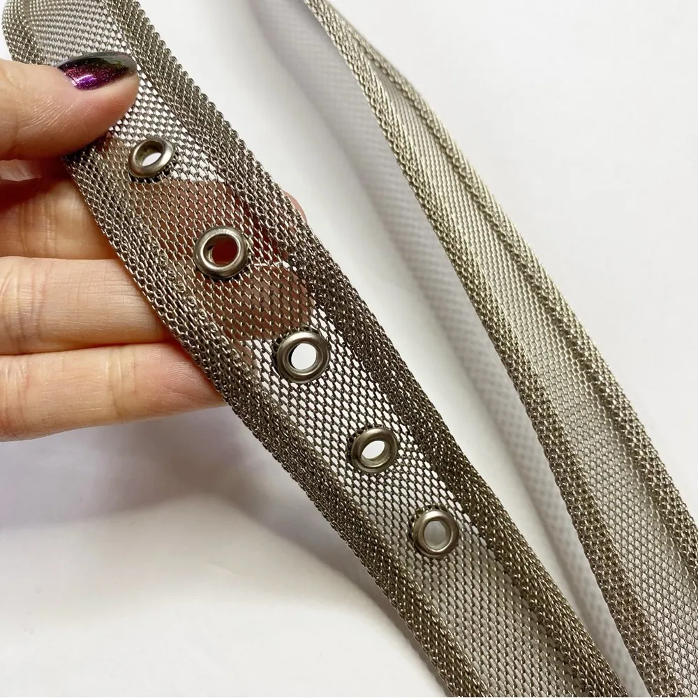 Vintage Silver Western Metallic Mesh Belt - Image 6