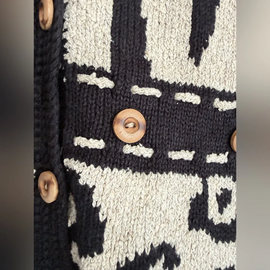 Vintage 90s Marisa Christina Ramie Cotton Knit Animal Print Button Up Vest Large Black - Image 3