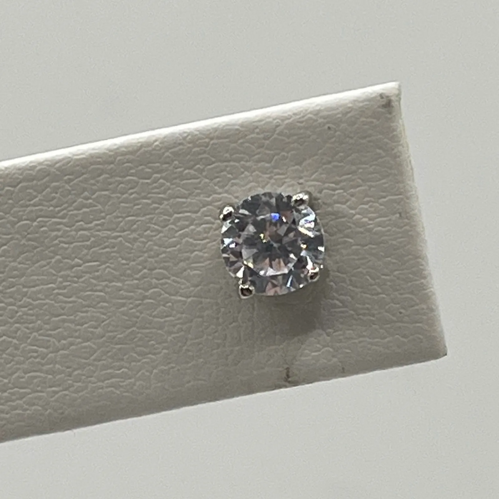 Sparkling CZ Stud Earrings Sterling Silver Classic Solitaire Prong Set - Image 4