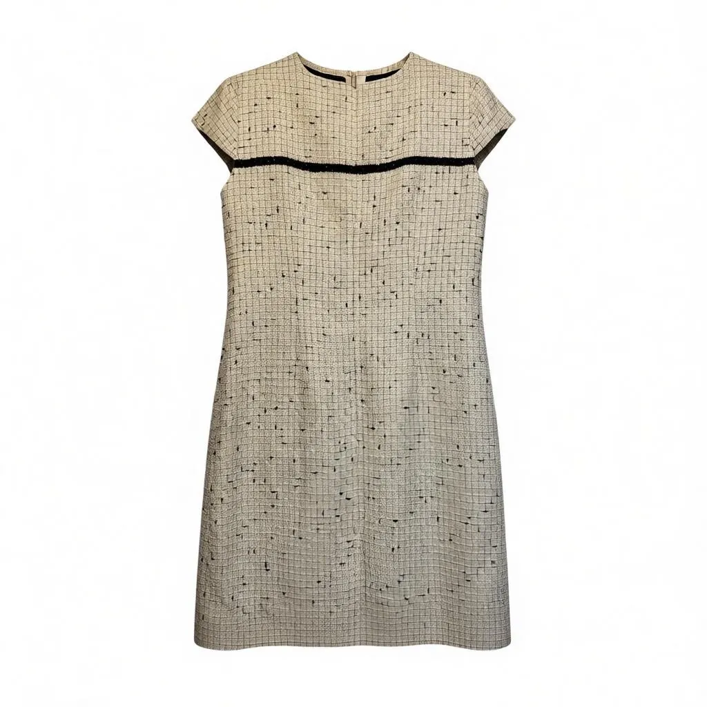Karl Lagerfeld Paris Tweed  Black and Cream Mini Dress - Image 5