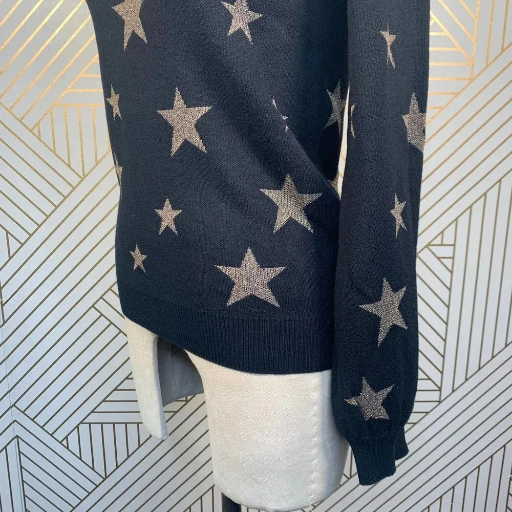 Chaser‎ Gold Star Intarsia Bishop Sleeve Sweater - Image 7