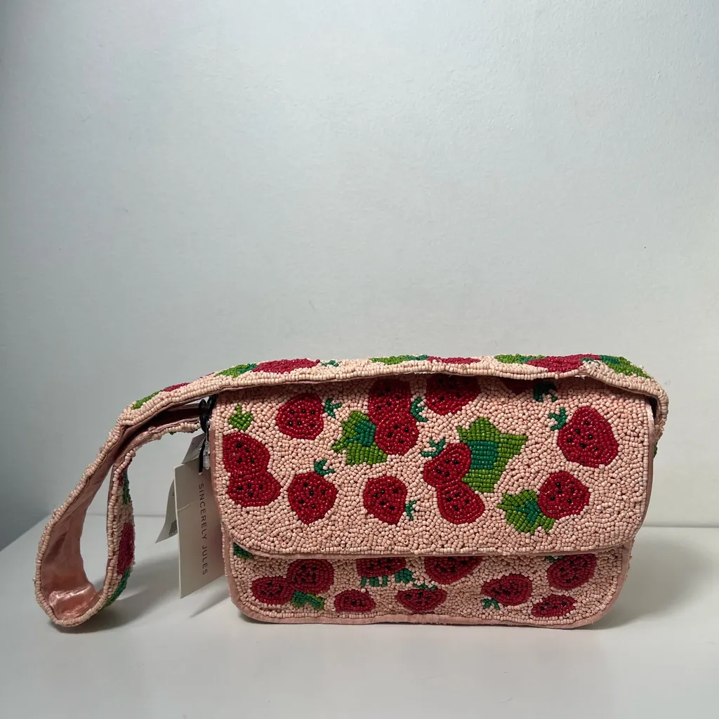 Sincerely Jules Viral Strawberry Tomato Beaded Shoulder Bag Purse Handbag - Image 3