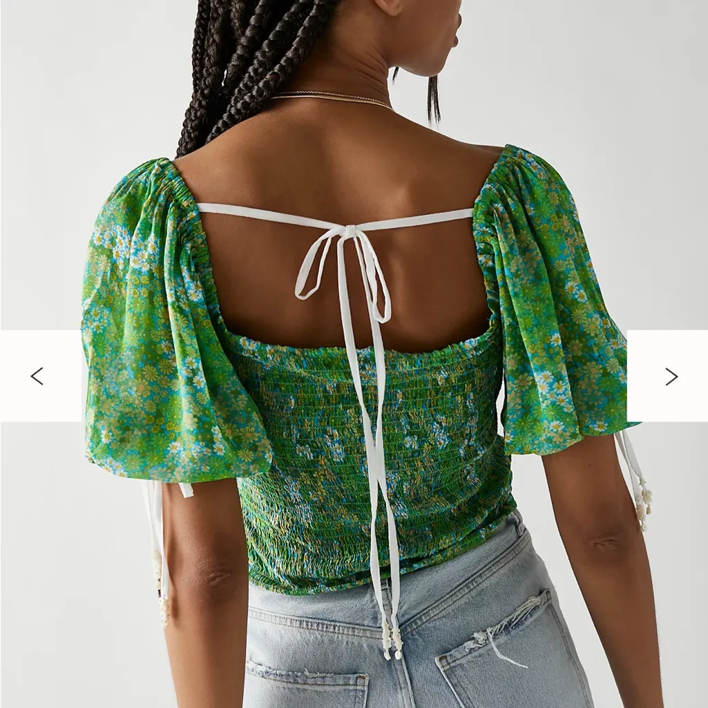 Free People Back On Top Floral Smocked Puff Sleeve Top - Image 2