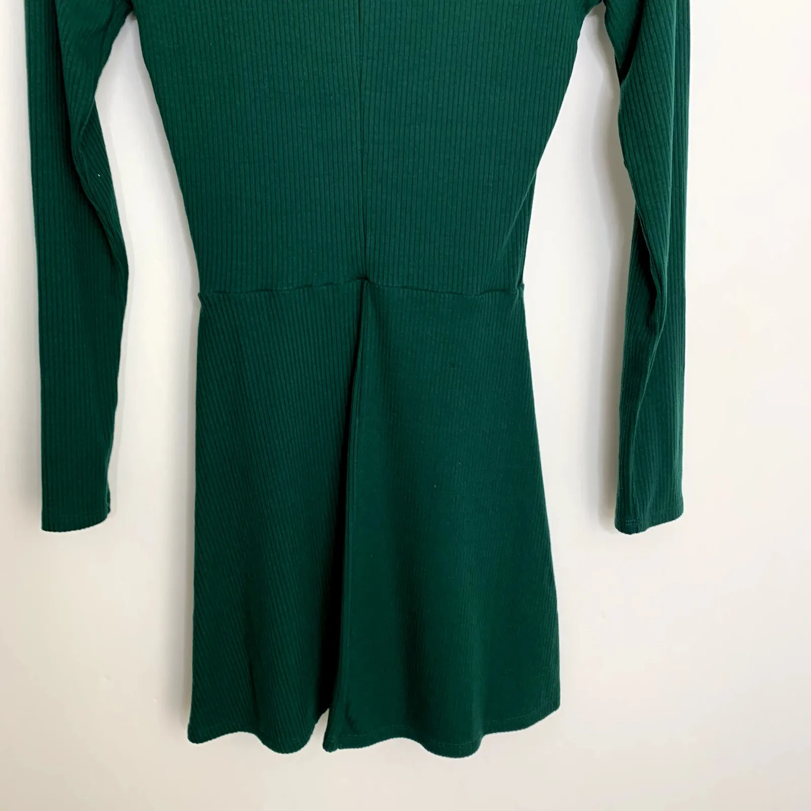 Reformation Maya Dress Long Sleeve Ribbed Emerald Green Womens XS - Image 9