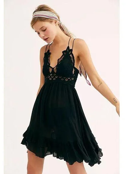 Free People Womens Dress Black Adella Mini Slip Strappy V Neck Flowy Fairy Small - $45 (42% Off Retail) - From Joy Free People Womens Dress Black Adella Mini Slip Strappy V Neck Flowy Fairy Small - $45 (42% Off Retail) - From Joy