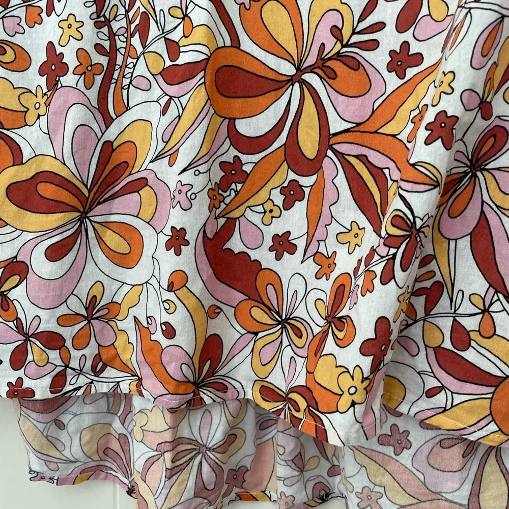 a.n.a. Short Sleeve Retro Printed Floral Blouse Colorful ~ Women’s Size 0X - Image 9