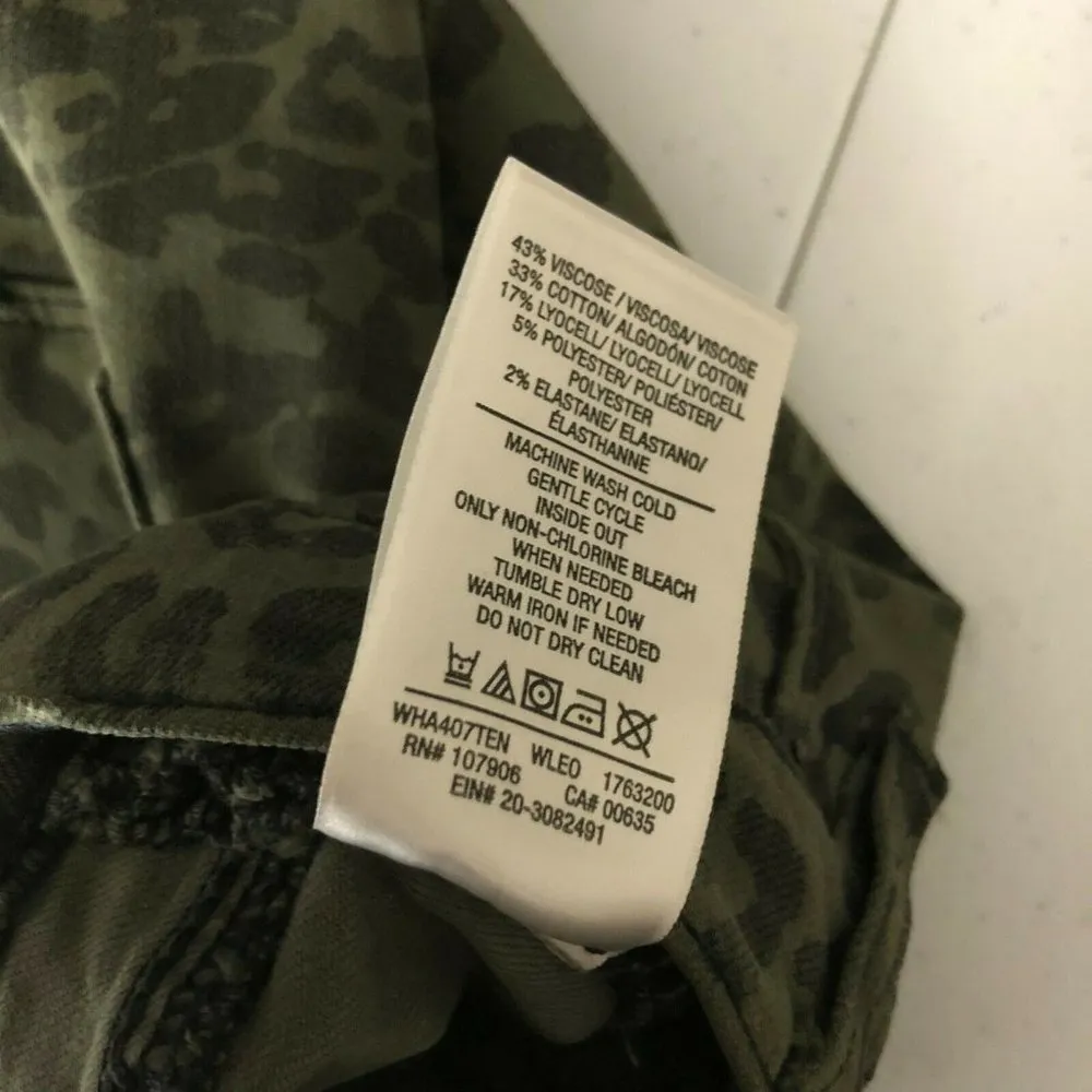 Hudson Womens Jeans Barbara Super Skinny Leopard Print Olive Green Stretch 25 - Image 5