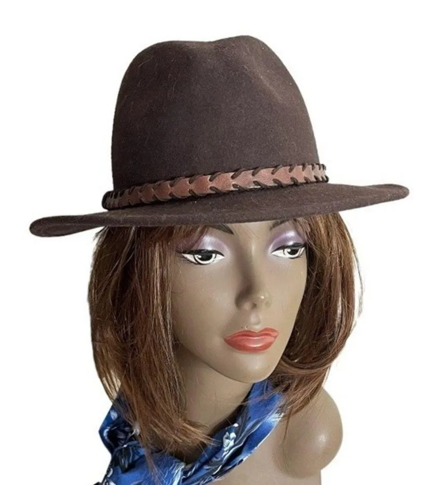 LUCKY BRAND Brown Wool Hat Fedora Outback UNISEX - Image 8
