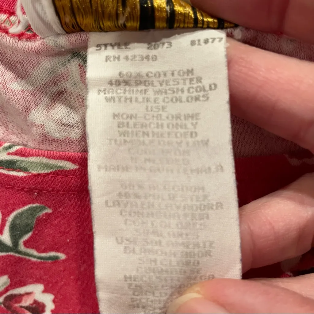 Cute vintage 80s oversized pinky red roses top cotton blend floral pop Pink Size L - Image 6